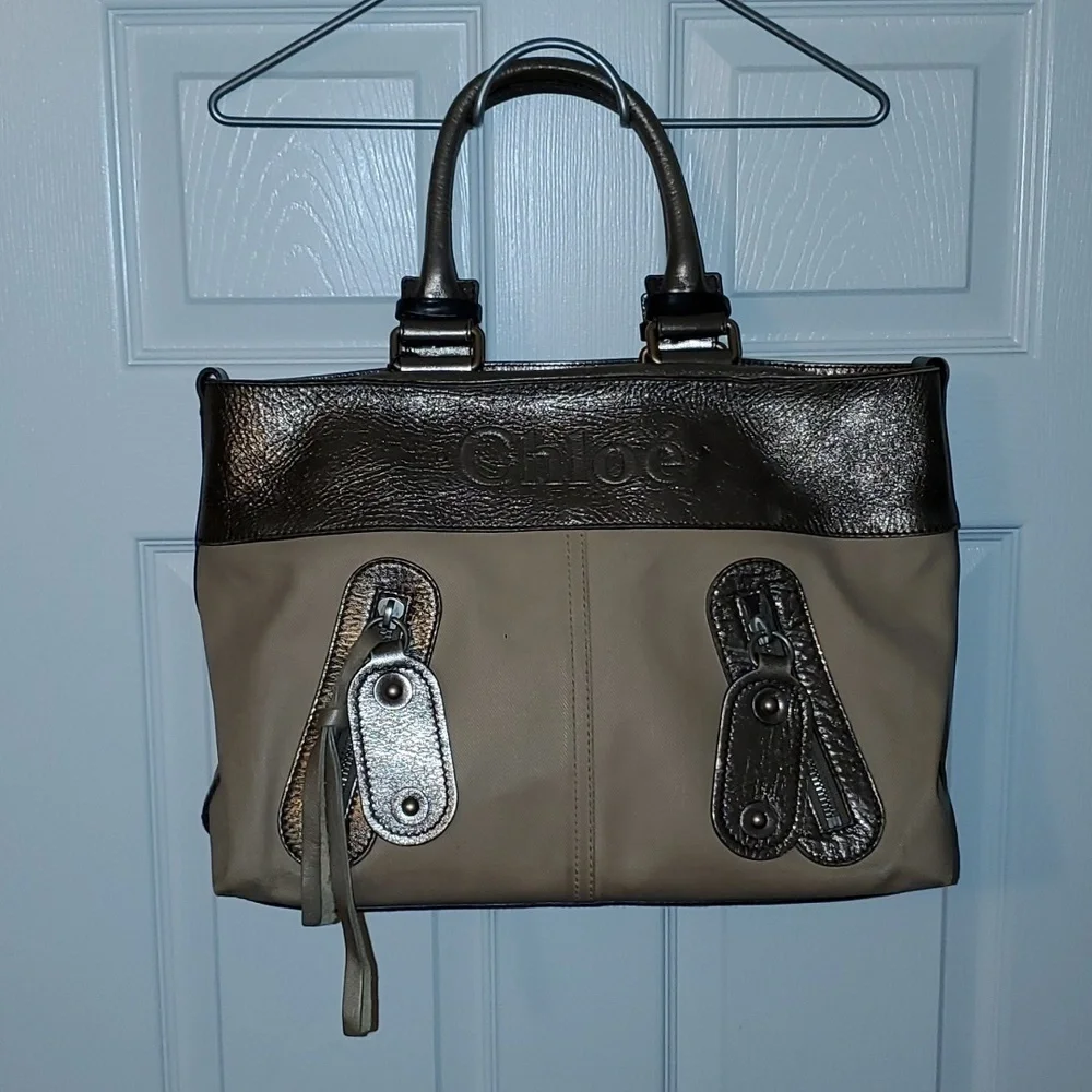 Chloe Canvas and Leather Satchel Bag
